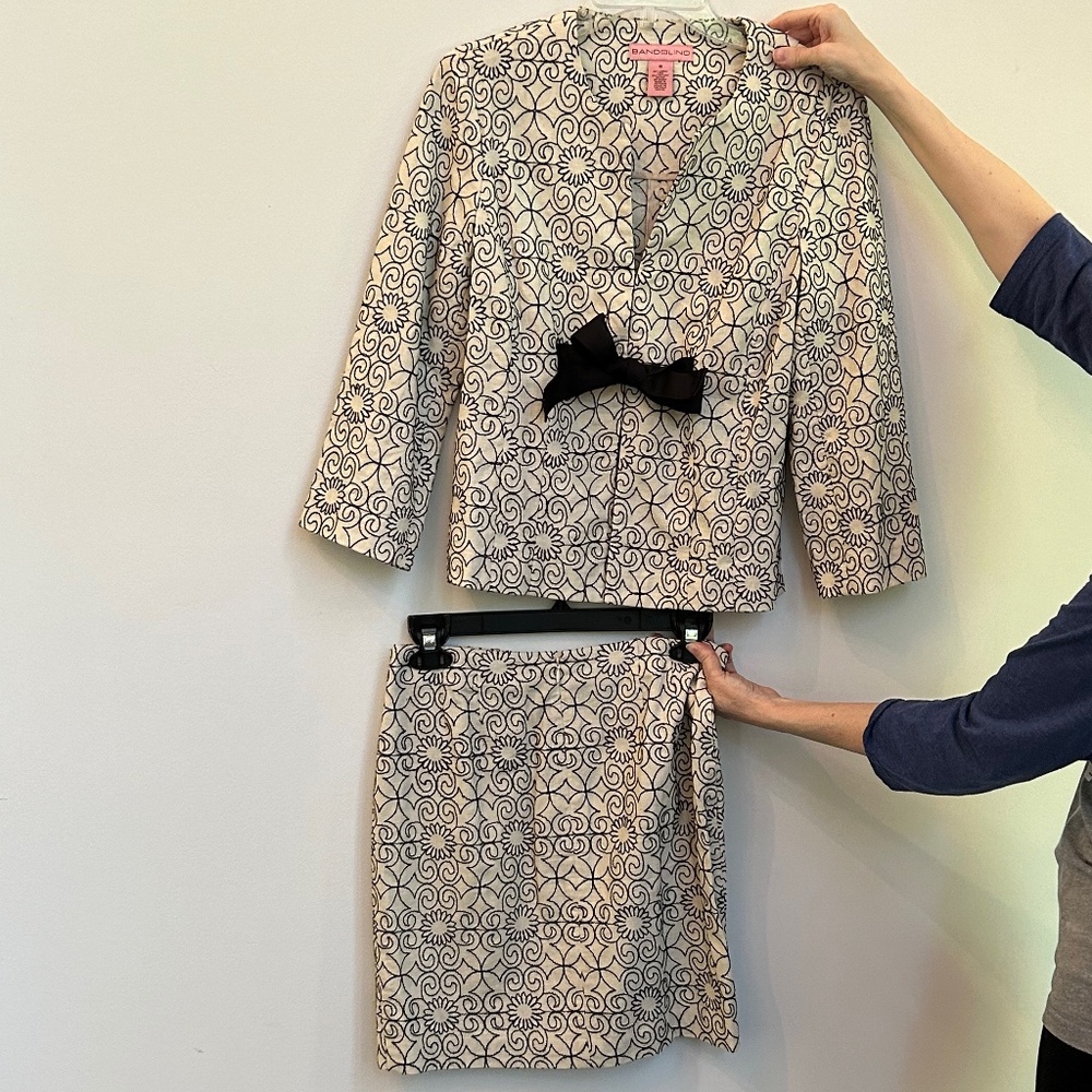 Two piece vintage floral embroidered suit